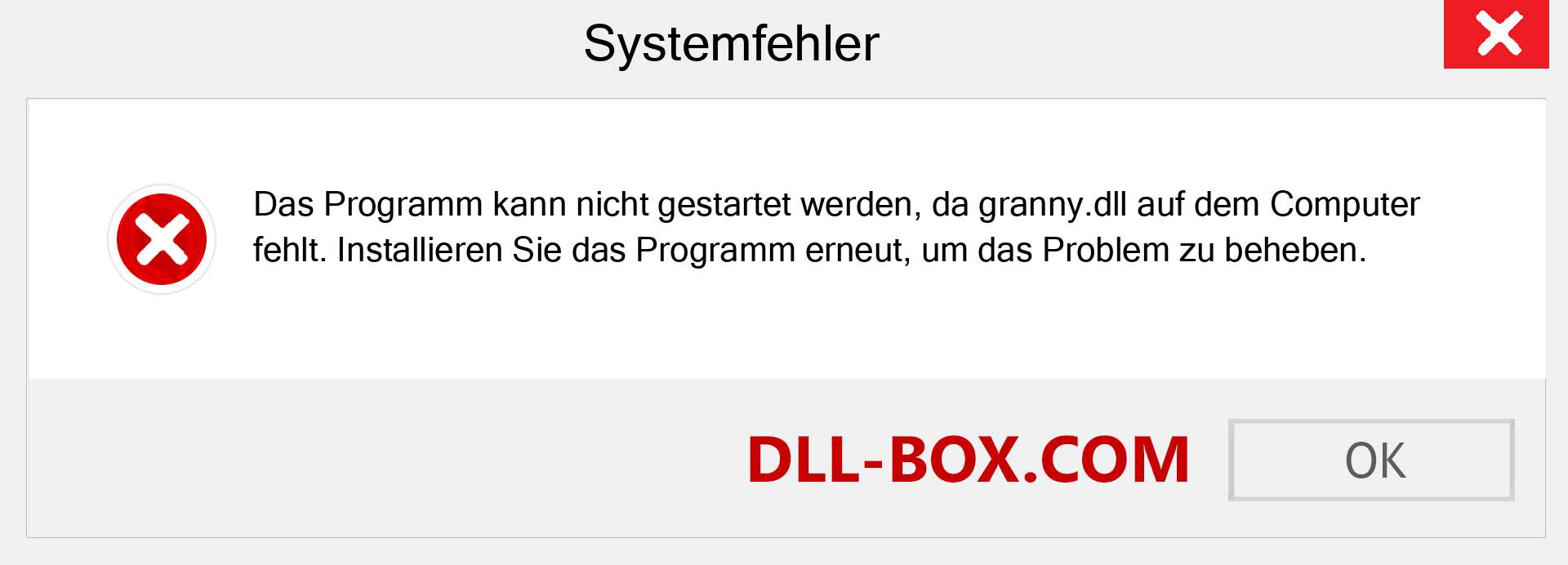 granny.dll-Datei fehlt?. Download für Windows 7, 8, 10 - Fix granny dll Missing Error unter Windows, Fotos, Bildern